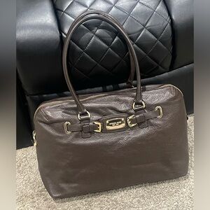 Michael Kors Brown Weekender Leather Satchel w/Gold Accent